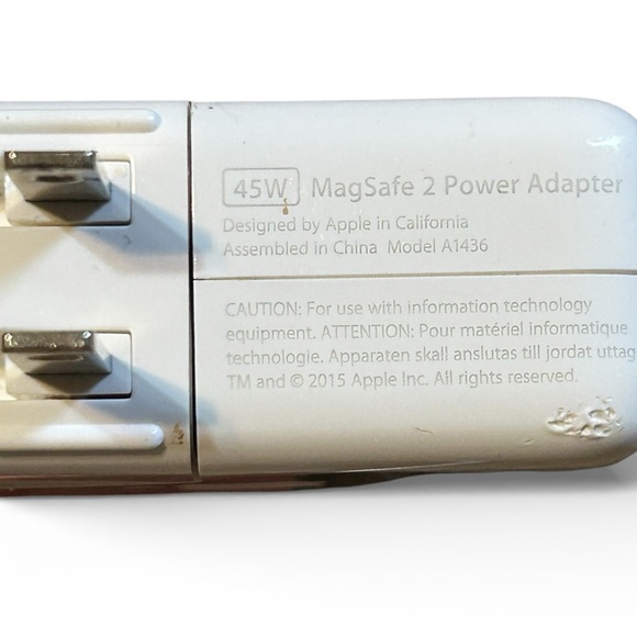 Apple MagSafe 2 45W MacBook Air Charger A1436 OEM Power Adapter Untested - Picture 3 of 8